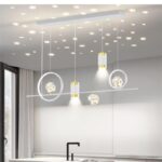 D0084 Dutti LED Lámpara de Araña moderna con cielo estrellado, lujo, tres tonos, regulable, para comedor, recepción, bar