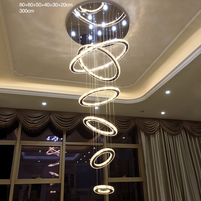 Dutti D0010 Lámpara de Araña LED de cristal posmoderno, diseño de lujo, personalidad creativa, cristal para escalera, dormitorio, comedor, sala de estar