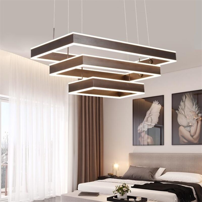 Dutti D0006 Lámpara de Araña LED creativa posmoderna atmosférica minimalista rectangular para oficina 80 60CM para restaurante sala de estar dormitorio pasillo